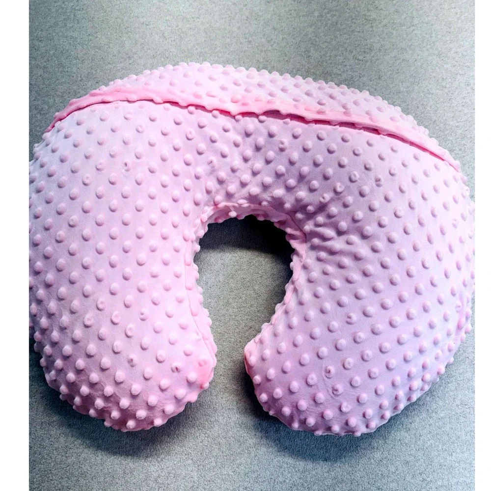 Pink Minky Dot‎ Nursing Support Pillow Soft Plush Baby Feeding Cushion Washable